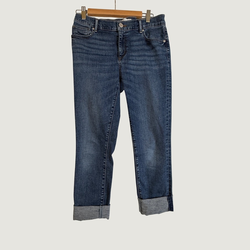 Ann Taylor LOFT Straight Leg Cuffed Jeans Medium Wash Blue Size 8 29 427363M
